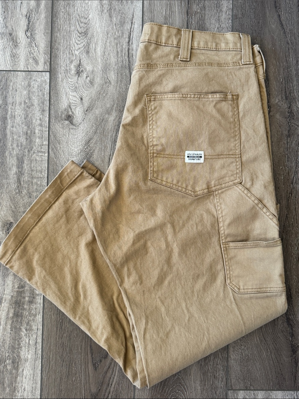Levi's Signature Mens Carpenter Jean 36x32 American Khaki Stretch Workwear Denim